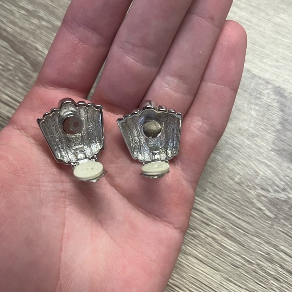 Vintage Silver Christian Dior Pave Clip-On Earrings - Picture 3 of 9